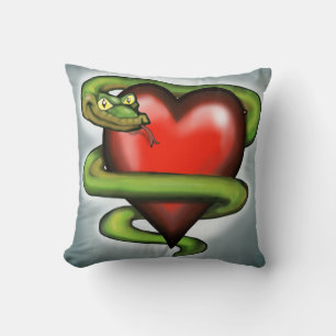 Serpent n Heart Throw Pillow