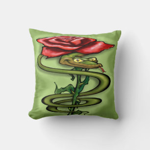 Serpent n Rose Throw Pillow