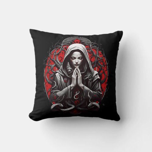 Serpent Priestess of the Shadow Grove Throw Pillow