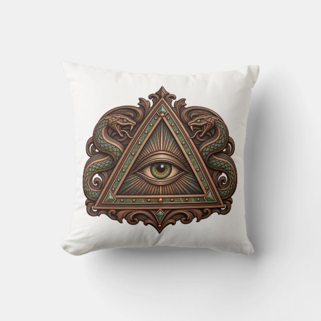 Serpent Scroll Eye Throw Pillow (Front)
