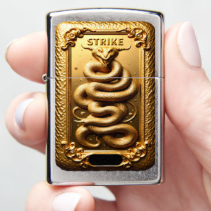 Serpent Strike Golden Coiled Predator Zippo Lighter