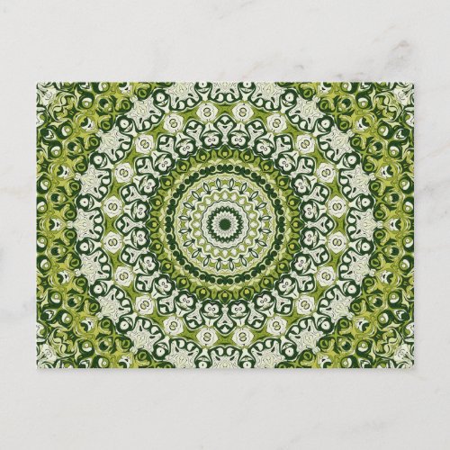 Serpentine Green Mandala Kaleidoscope Medallion Postcard