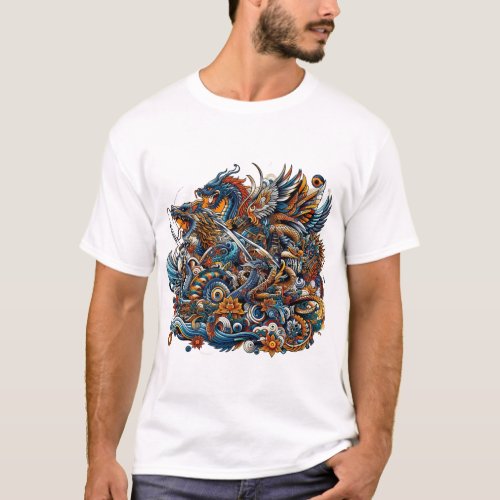 Serpentine Majesty An Asian Dragon Illustration T_Shirt