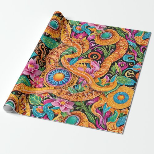 Serpentine Mayan Mexican Sun Dance Wrapping Paper