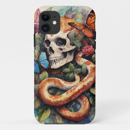  Serpentine Reverie Skull Snake and Butterfly iPhone 11 Case