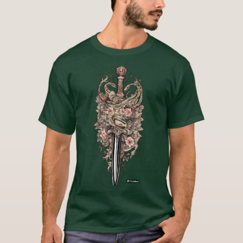 Serpents Edge Dagger and Snake Tattoo Design T_S T_Shirt
