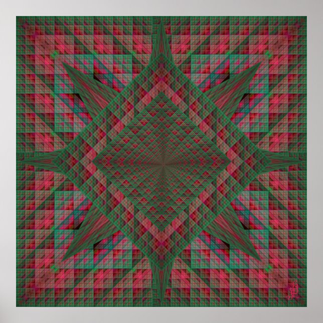 Serpinski's Squares Quilted Christmas Fractal Poster (Front)