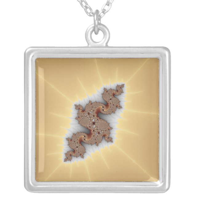 Serpus - Fractal Art Silver Plated Necklace (Front)