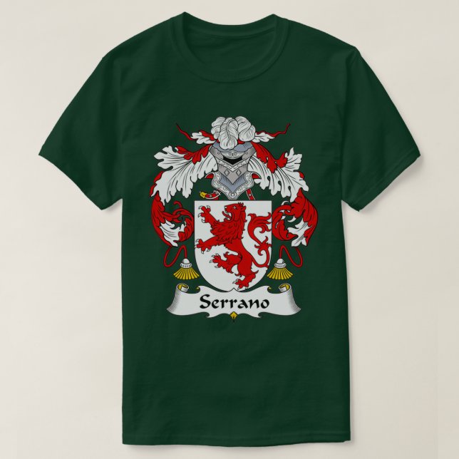 Serrano Coat of Arms Family Crest  T-Shirt (Design Front)