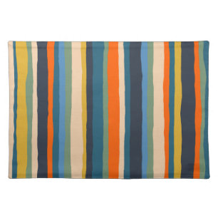 Serrate Stripes Colorful Retro Contemporary Cloth Placemat