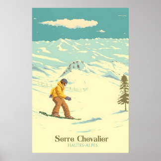 Serre Chevalier Snowboarding Travel Poster