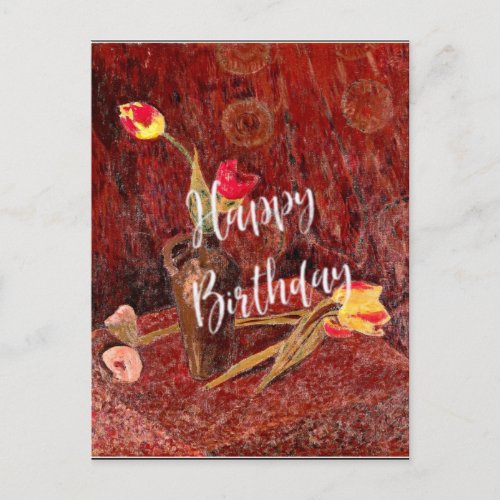 Serusier _ Bouquet of Tulips Birthday Wishes Postcard