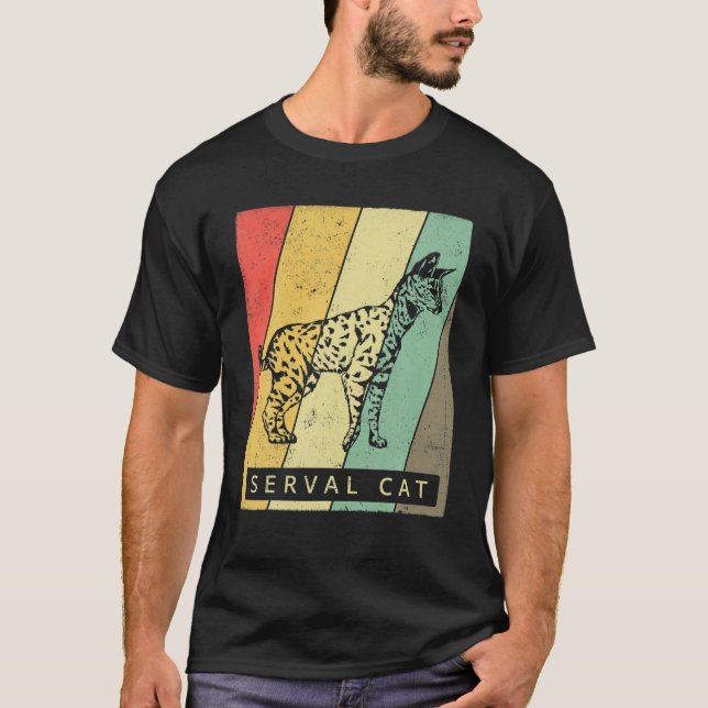 Serval Cat Lover Vintage Retro Animal T-Shirt (Front)