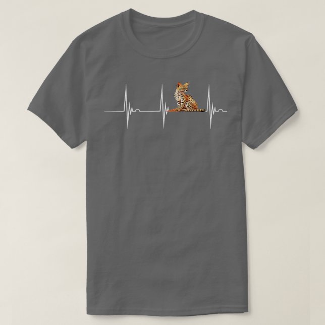 Serval Heartbeat EKG Pulse Serval Cat African Wild T-Shirt (Design Front)