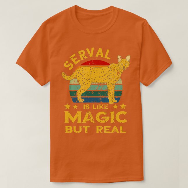 Serval Retro Magic But Real Serval Cat Wild Cat An T-Shirt (Design Front)