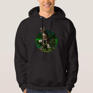 Serval Wild Spotted Cat Distressed Green Retro Sun Hoodie