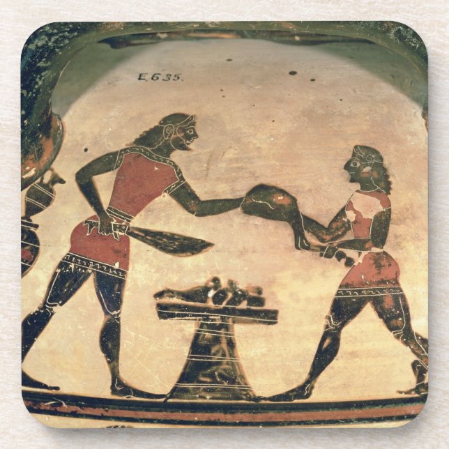 Servants Preparing Food for a Symposium, detail fr Beverage Coaster (Front)