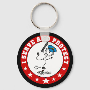 Serve and Protect Policeman Keychain