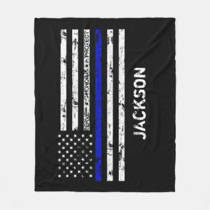 Serve. Honor. Protect Thin Blue Line Flag Fleece Blanket
