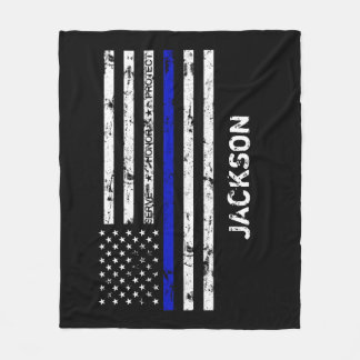 Serve. Honor. Protect Thin Blue Line Flag Fleece Blanket