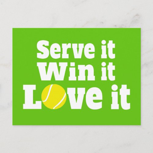 serve it win it love it tennis sports postcard