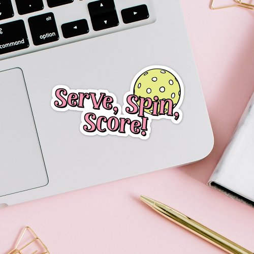 Serve Spin Score  Pink and Yellow Pickleball Sticker