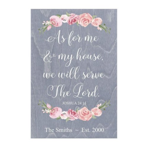 Serve the Lord Pink Flowers Gray Wall Sign