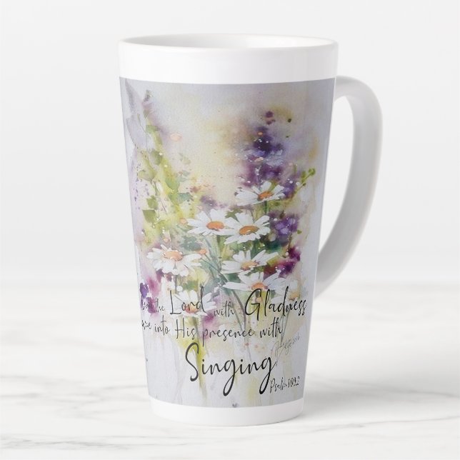 Serve the Lord with gladness floral  Latte Mug (Right Angle)