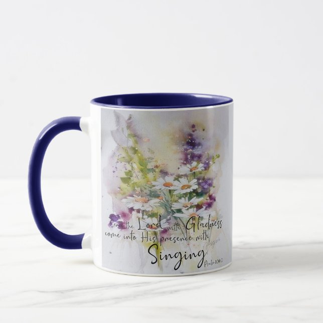 Serve the Lord with gladness floral  Mug (Left)