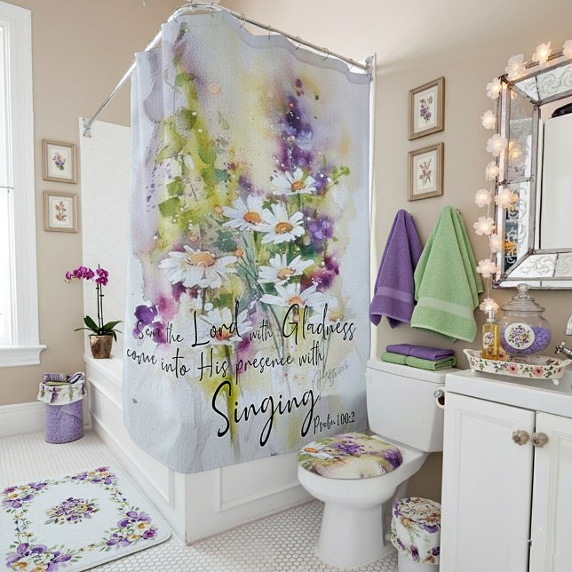 Serve the Lord with gladness floral  Shower Curtain (Creator Uploaded)