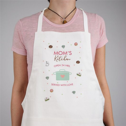 Served with Love White Cotton Cooking Apron (Front)