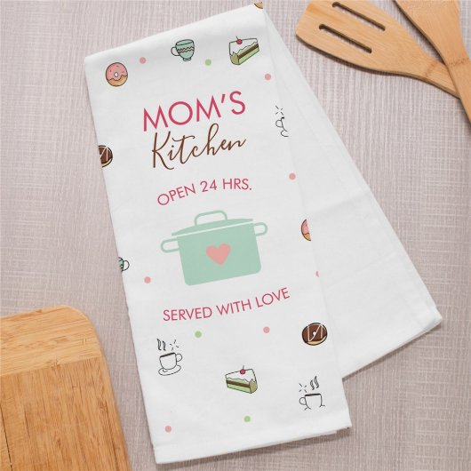 Served with Love White Cotton Kitchen Towel (Front)