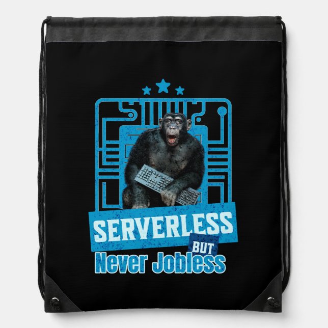Serverless Funny Monkey Developer Humor Drawstring Bag (Front)