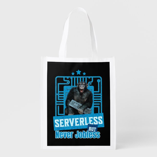 Serverless Funny Monkey Developer Humor Grocery Bag (Front)