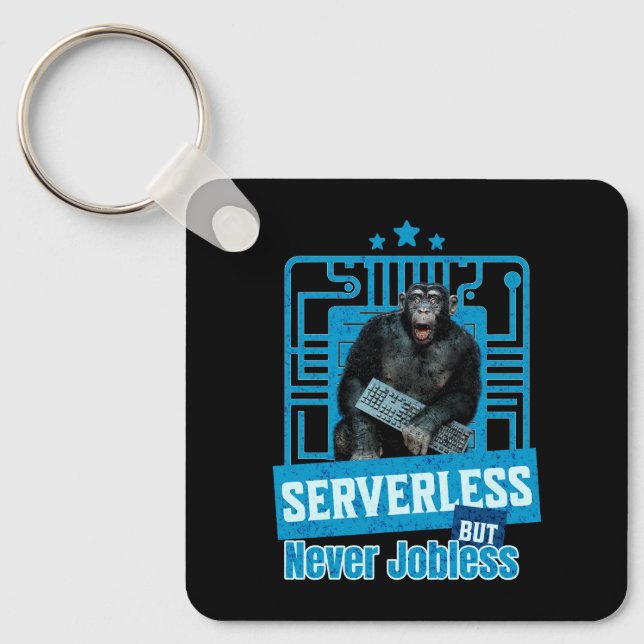 Serverless Funny Monkey Developer Humor Keychain (Front)