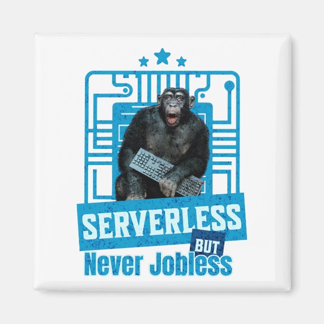 Serverless Funny Monkey Developer Humor Magnet (Front)
