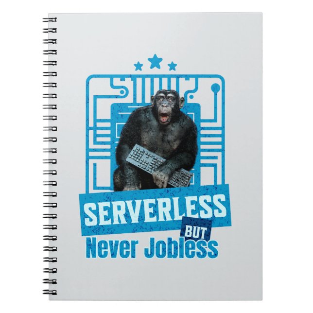 Serverless Funny Monkey Developer Humor Notebook (Front)