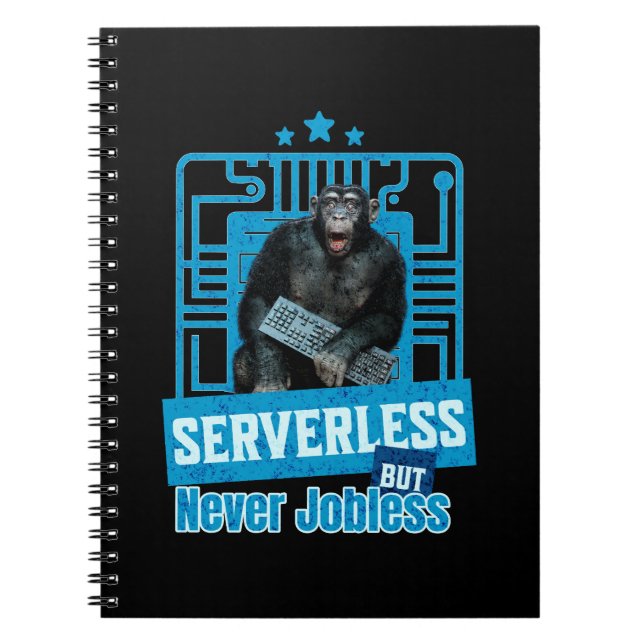 Serverless Funny Monkey Developer Humor Notebook (Front)