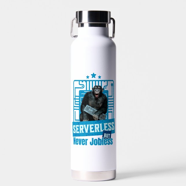Serverless Funny Monkey Developer Humor Water Bottle (Front)
