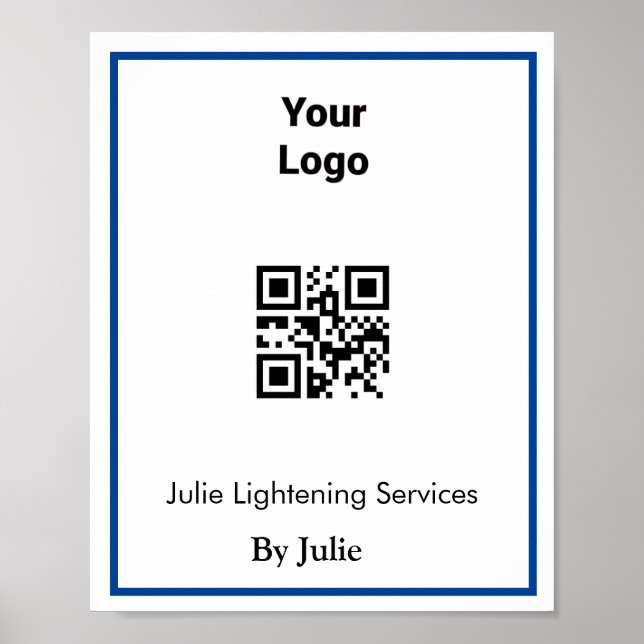 Service business card add your logo Q R code name  Poster (Front)