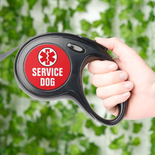 Service Dog Animal Medical Alert Symbol Red Retractable Pet Leash