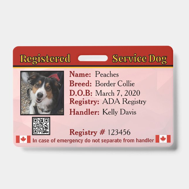 Service Dog Canada Badge (Front)