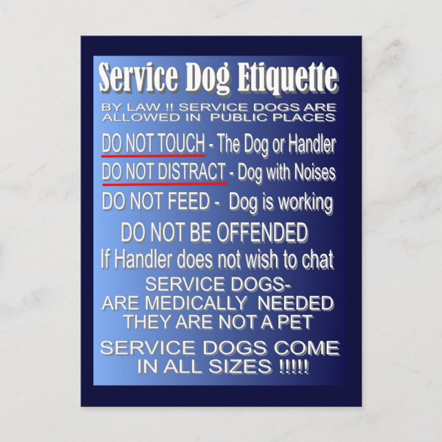 Service Dog Etiquette Postcard (Front)