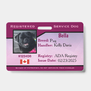Service Dog Horizontal Purple Badge