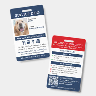 Service Dog ID ADA Requirements & Info Badge