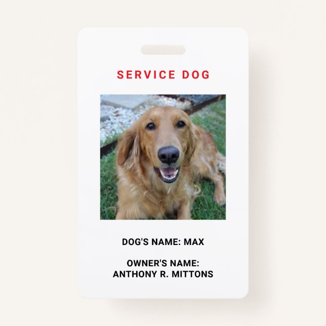 Service Dog ID Badge (Front)