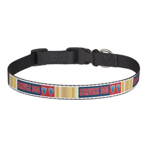 Service Dog in Red Blue Gold with Shield Pet Collar