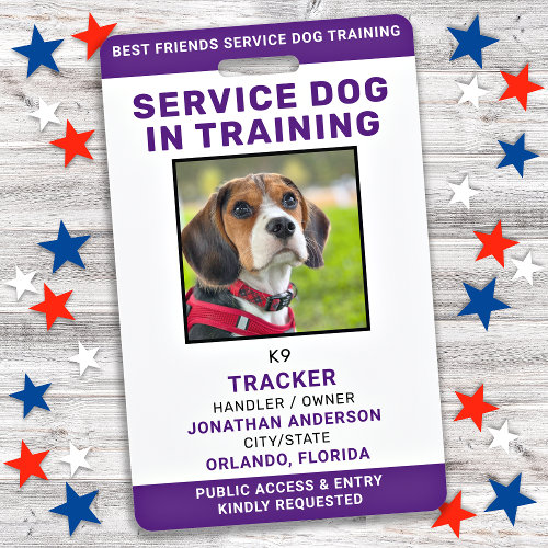 Service Dog In Training Card Personalized ID Photo Badge