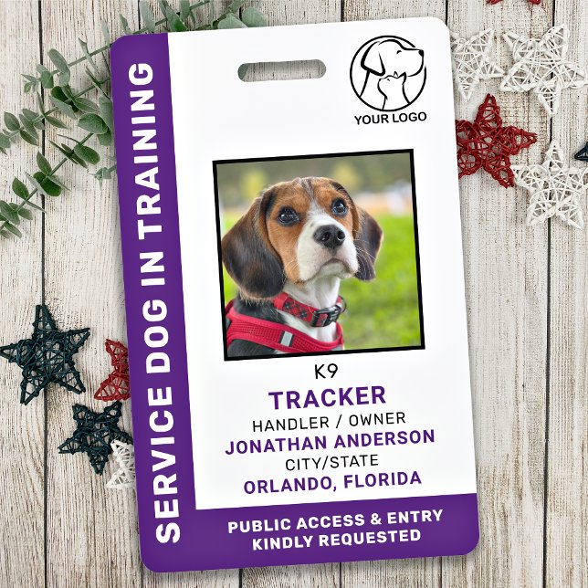 Service Dog In Training Custom Logo Photo ID Badge (Creator Uploaded)