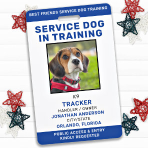 Service Dog In Training Personalized Photo ID Card Badge